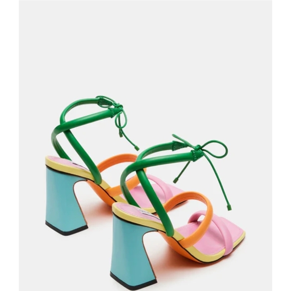 Steve Madden Women's Punctual Colorblock Leather Strappy Sandals Size 7 - Picture 4 of 7